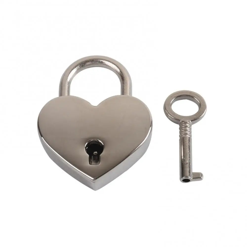 Heart-Shaped Vintage Mini Padlock – Decorative Alloy Lock with Key for Jewelry Boxes, Bags, and Suitcases - All you need