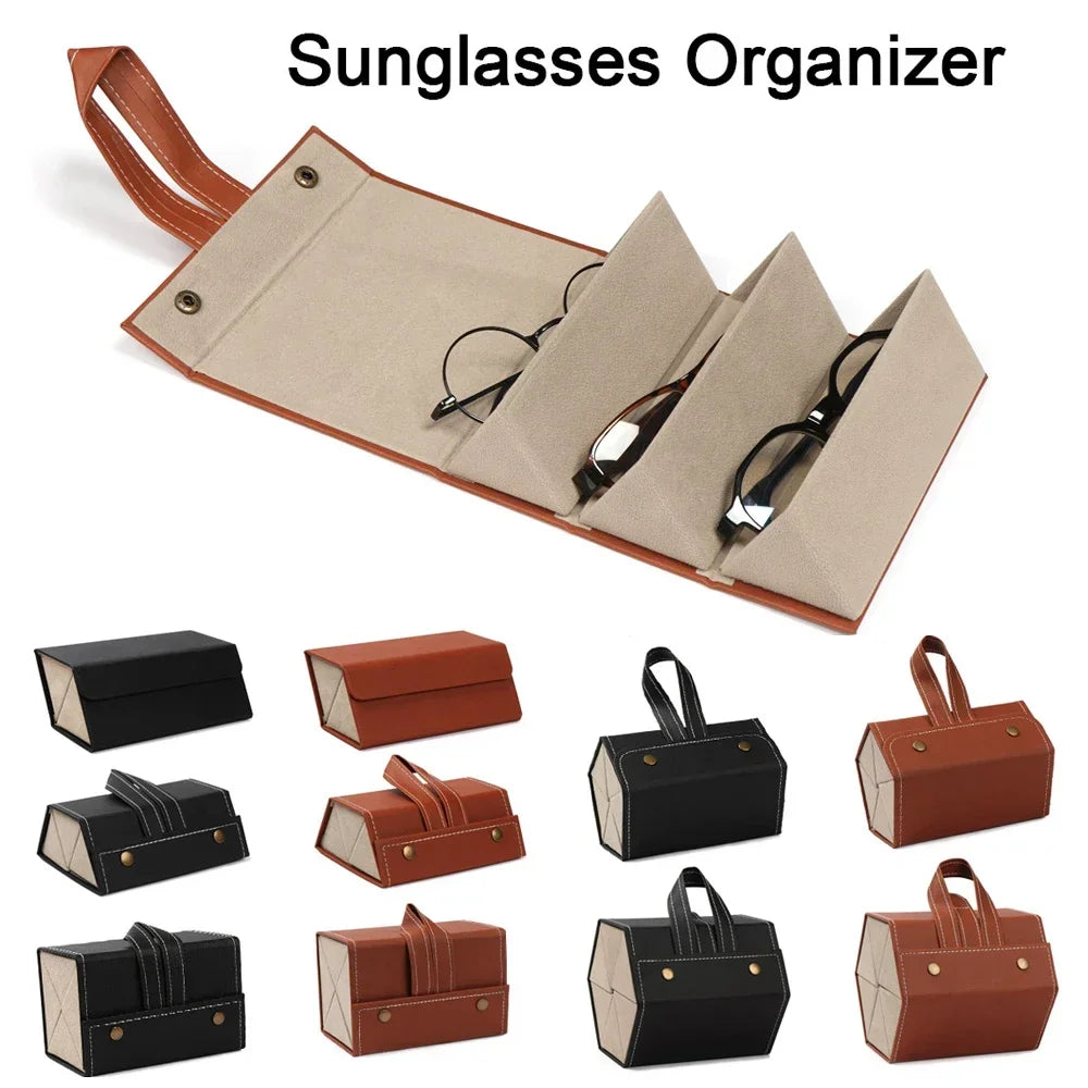 🧳 Portable Folding Glasses Organizer – Multi-slot PU Leather Case for Sunglasses & Eyewear - All you need