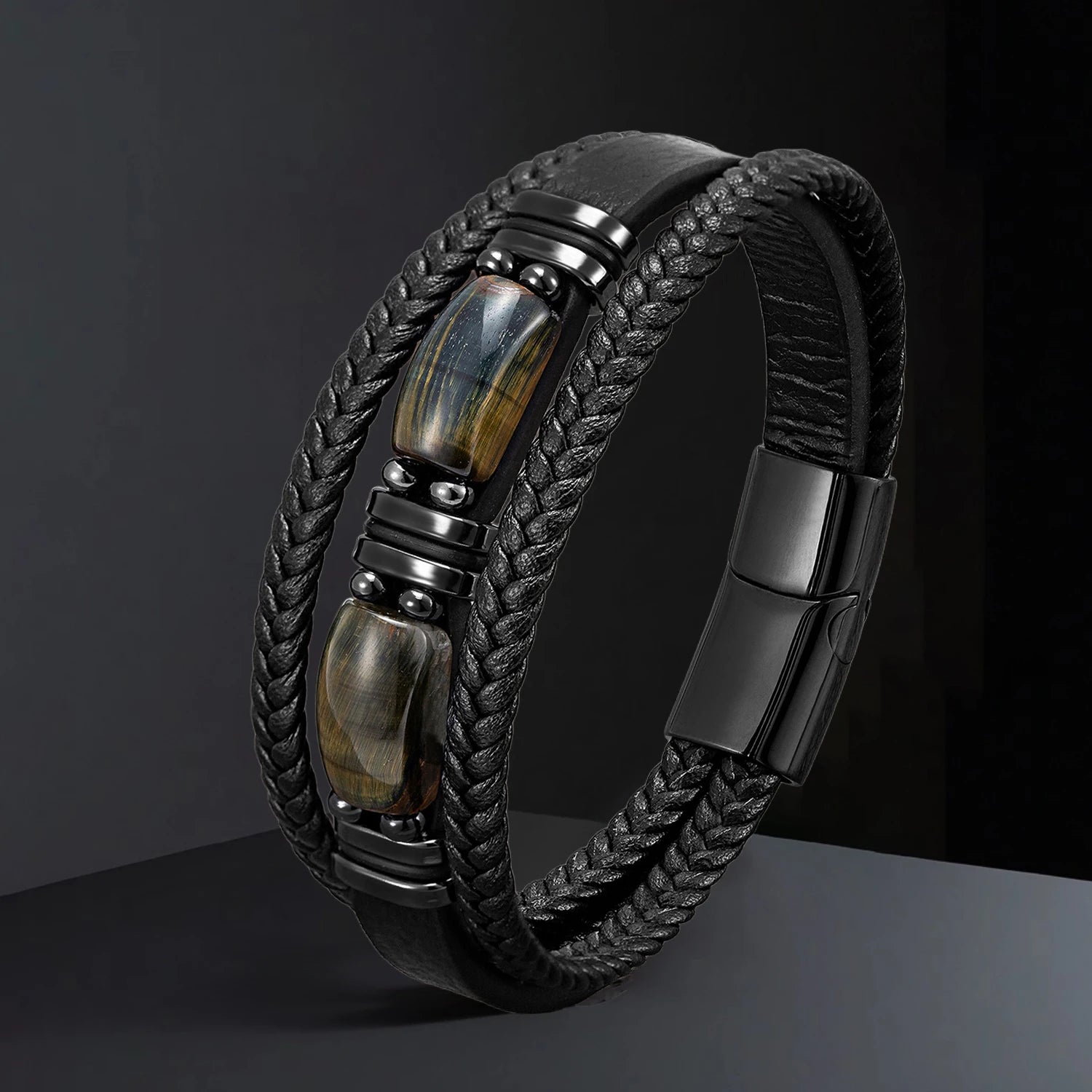 Natural Stone & Leather Bracelet – Adjustable Handmade Boho Style - All you need