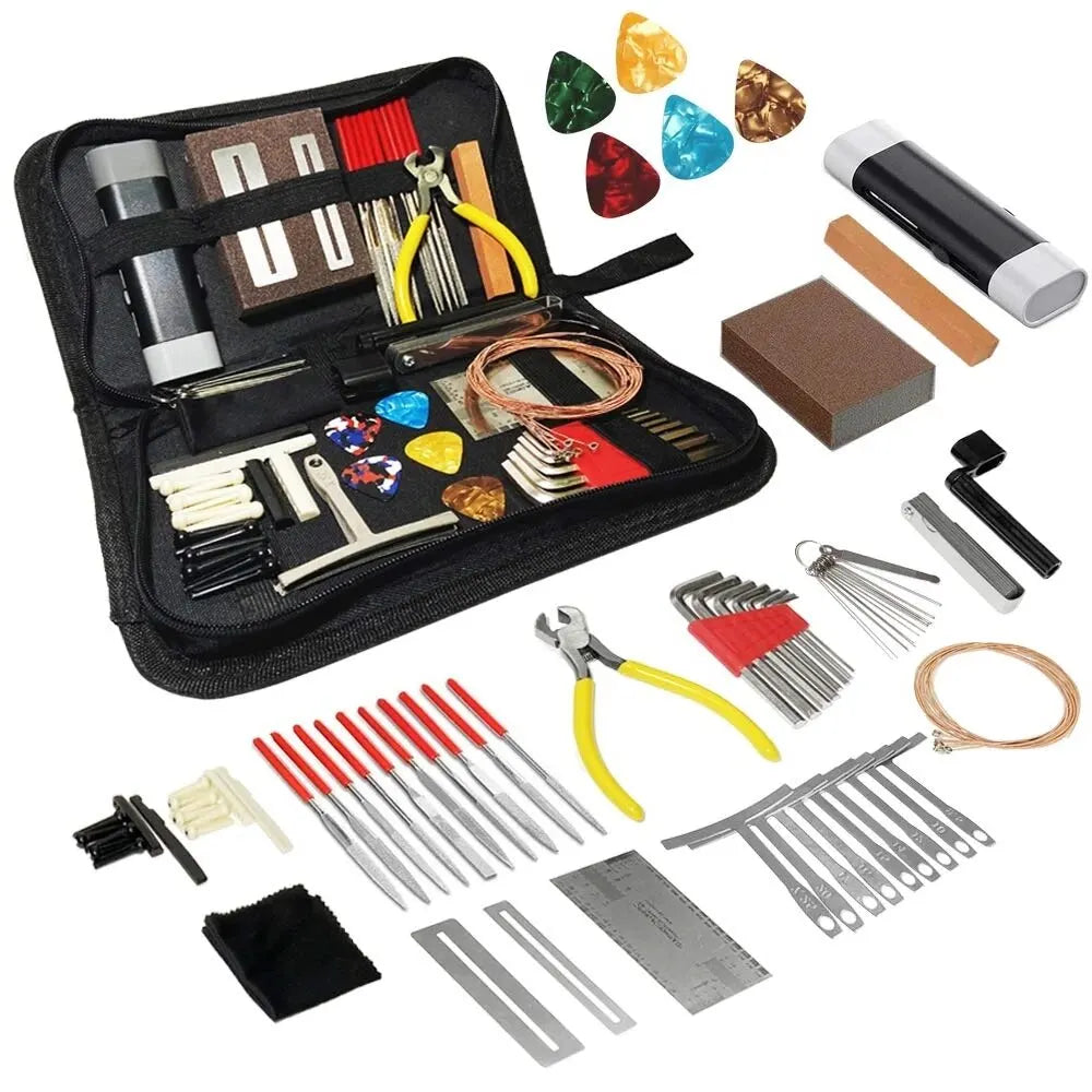 Miwayer Guitar Repair Toolkit – 25/45/72 Pcs Maintenance Set with Storage Bag | Tools for Setup, Adjustment & Cleaning of String Instruments - All you need
