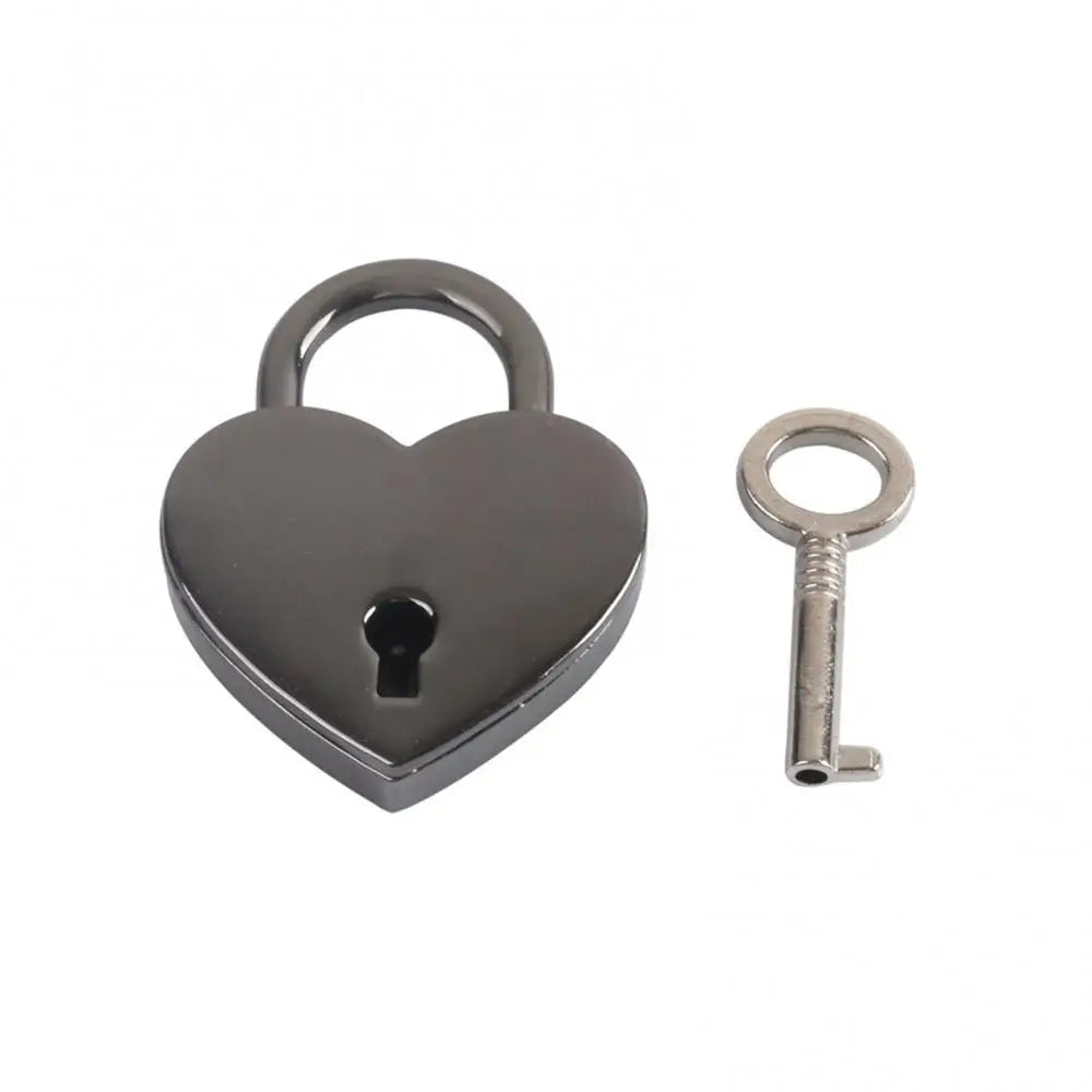 Heart-Shaped Vintage Mini Padlock – Decorative Alloy Lock with Key for Jewelry Boxes, Bags, and Suitcases - All you need