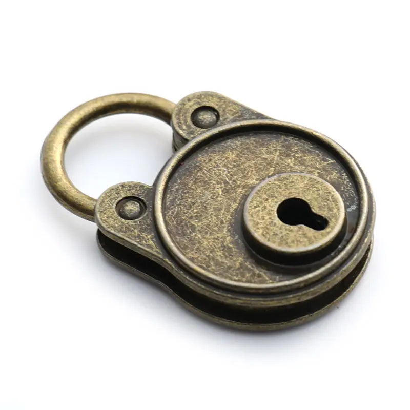 Antique-Style Mini Padlock with Key – Bronze-Plated Metal for Notebook, Suitcase, or Decorative Use - All you need