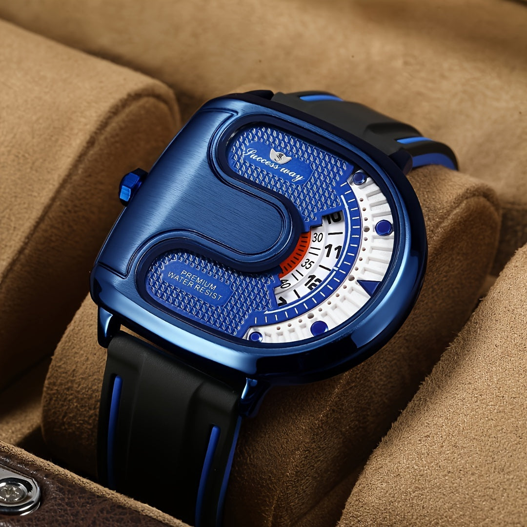 ⌚ Luxurious Men's Quartz Watch – Stainless Steel Case with Silicone Strap - All you need