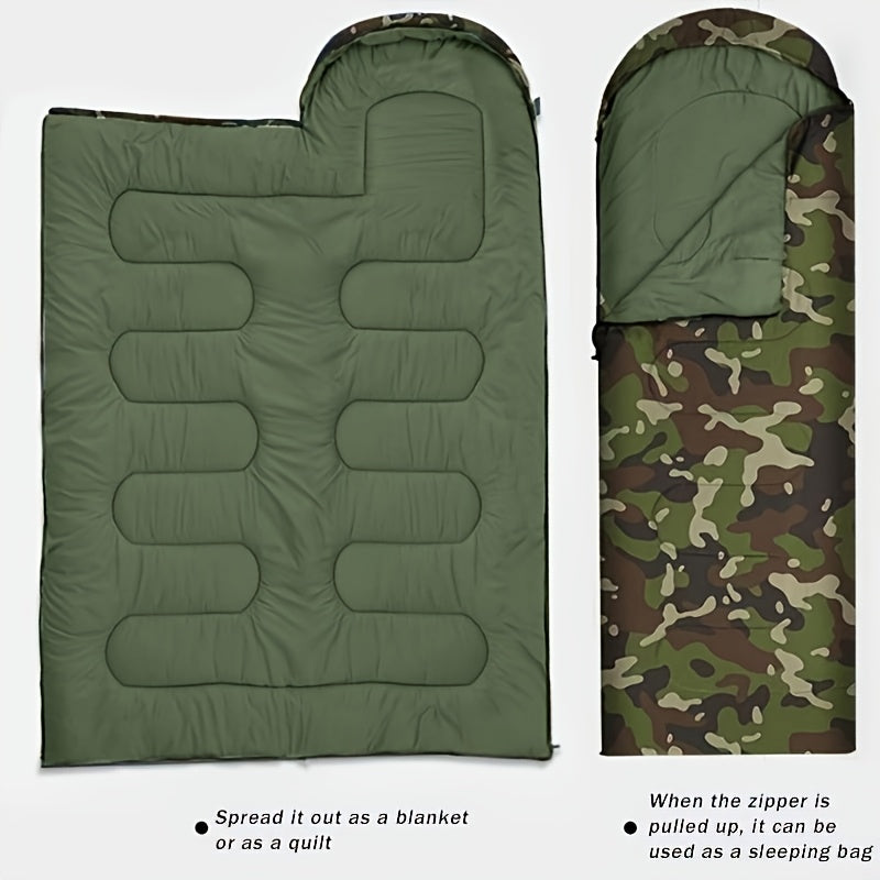 🛏️ One-Person Camouflage Sleeping Bag – Thermal Zipper Closure, Lightweight and Weather-Protective Design - All you need